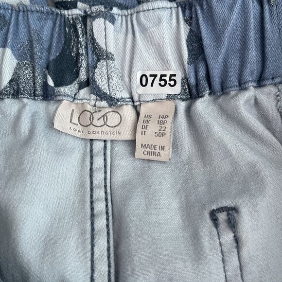 Logo by Lori Goldstein Petite Ink Camo Twill Utility Denim Jacket Pants Set 14P* - Picture 5 of 16